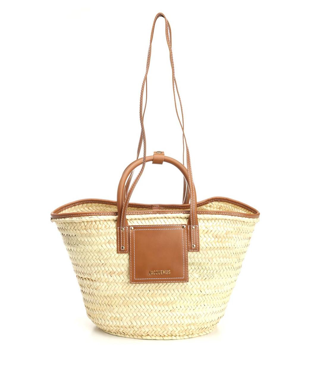 JACQUEMUS Бежевая пелетеная сумка тоут, фото 1