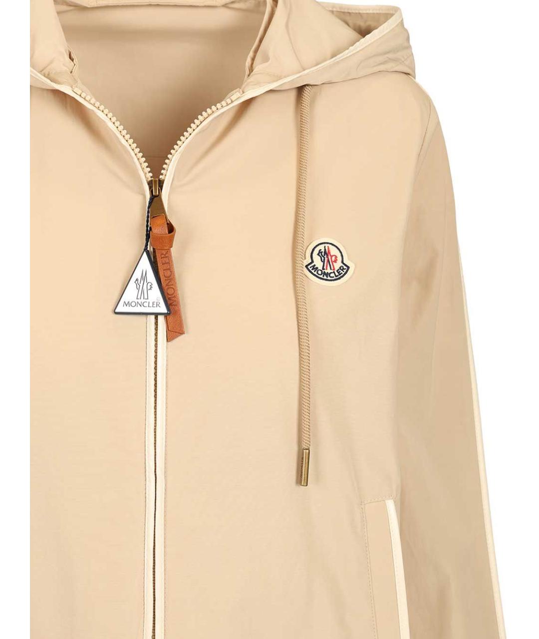MONCLER Бежевая полиэстеровая куртка, фото 4