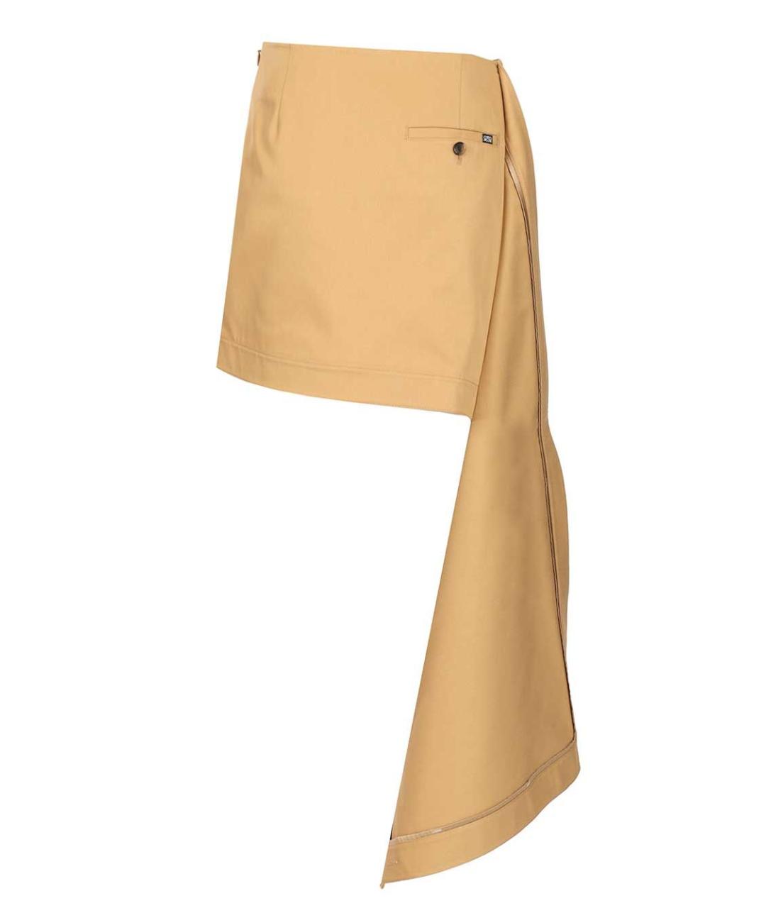 LOEWE Бежевая хлопковая юбка мини, фото 2