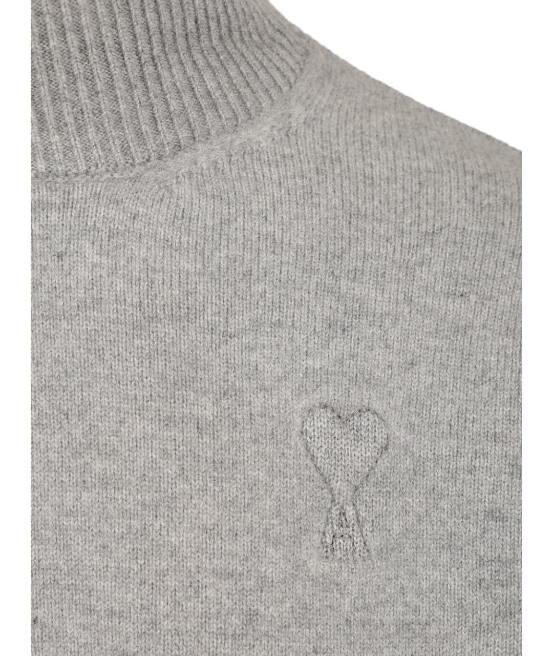 Ami Paris Серый шерстяной джемпер / свитер, фото 4