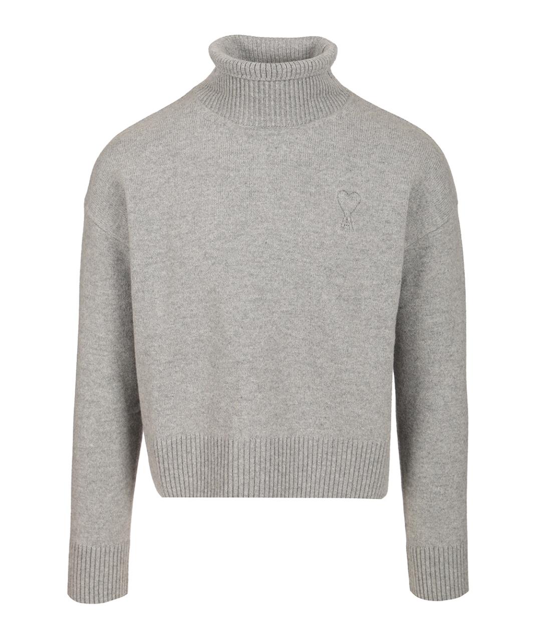 Ami Paris Серый шерстяной джемпер / свитер, фото 1