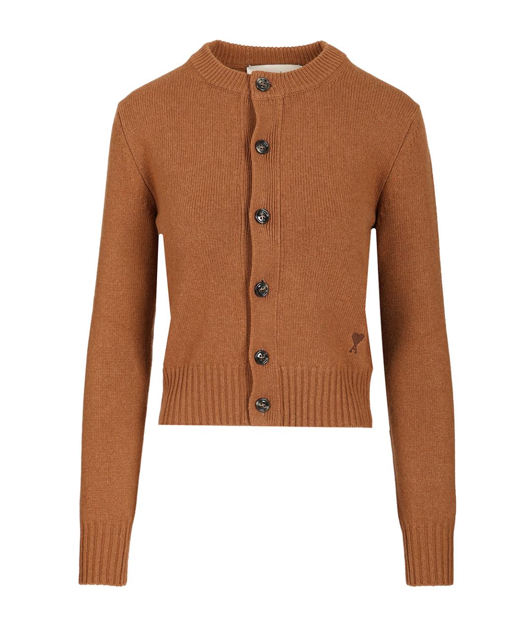 Ami Paris Коричневый шерстяной кардиган, фото 1