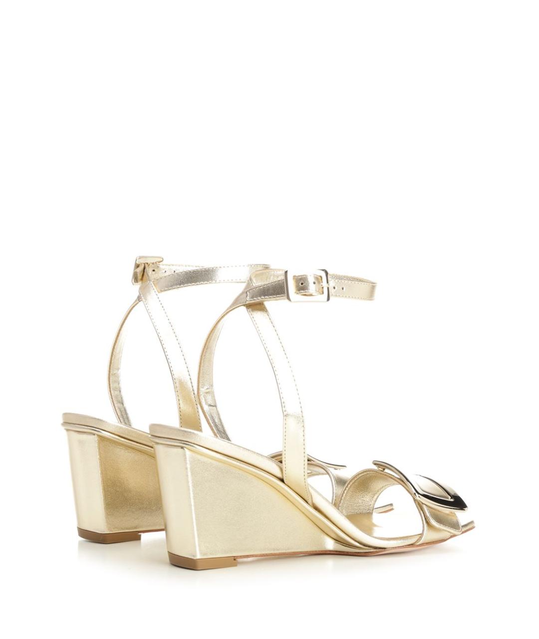 ROGER VIVIER Золотые кожаные сандалии, фото 3