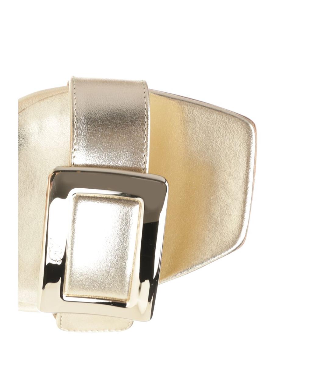 ROGER VIVIER Золотые кожаные сандалии, фото 4