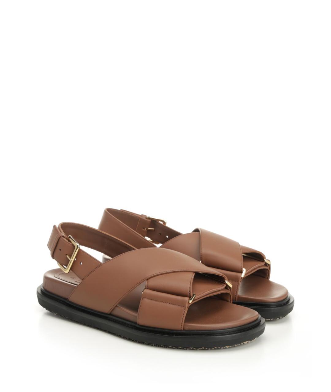 MARNI Коричневые кожаные сандалии, фото 2