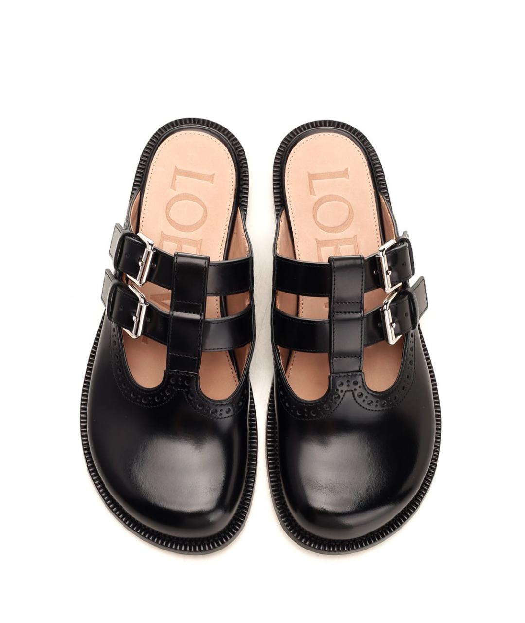 LOEWE Черные кожаные сабо, фото 5