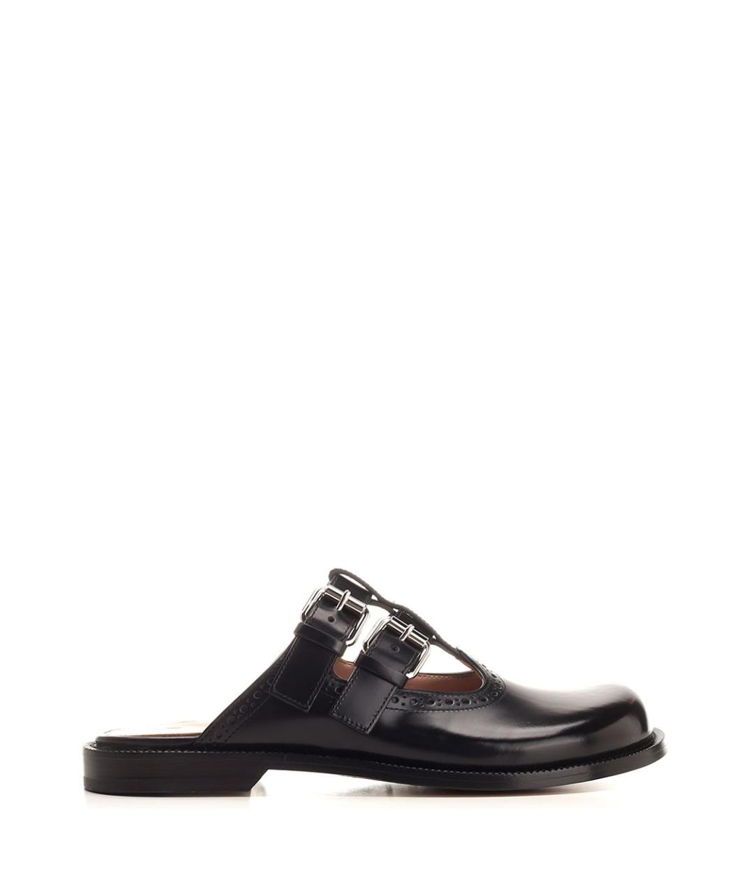 LOEWE Черные кожаные сабо, фото 1