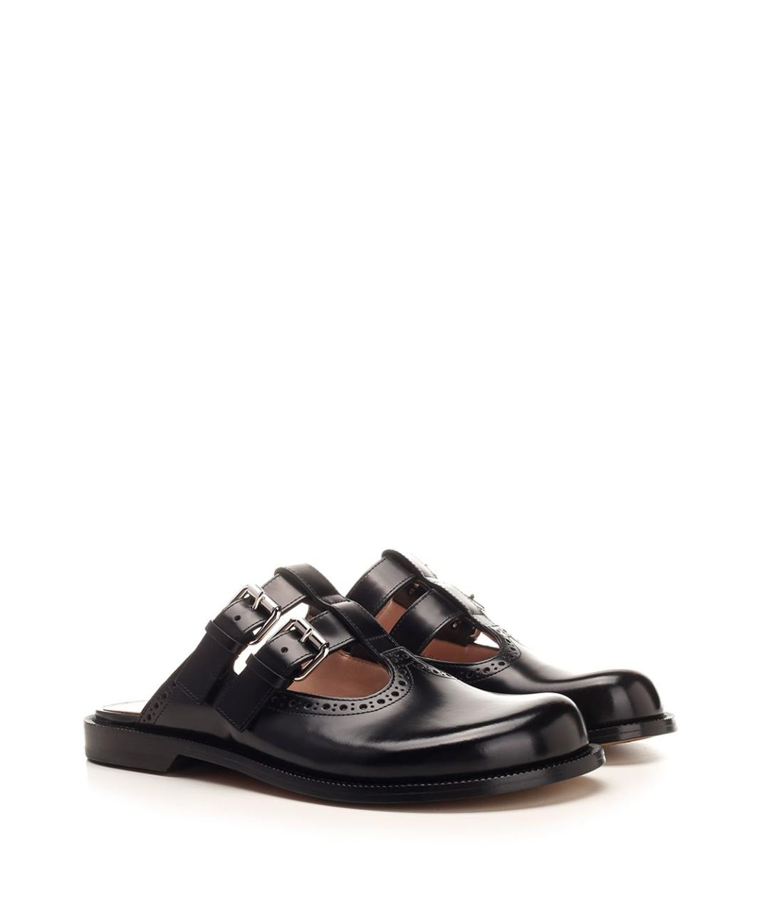 LOEWE Черные кожаные сабо, фото 2