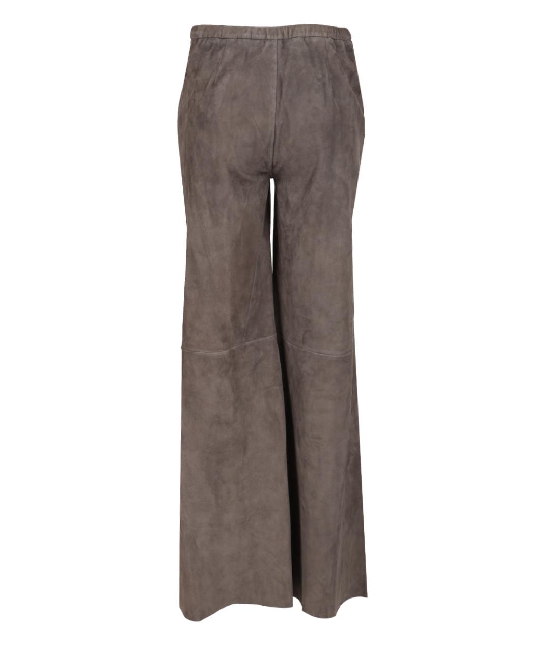 FORTE FORTE Серые замшевые прямые брюки, фото 2