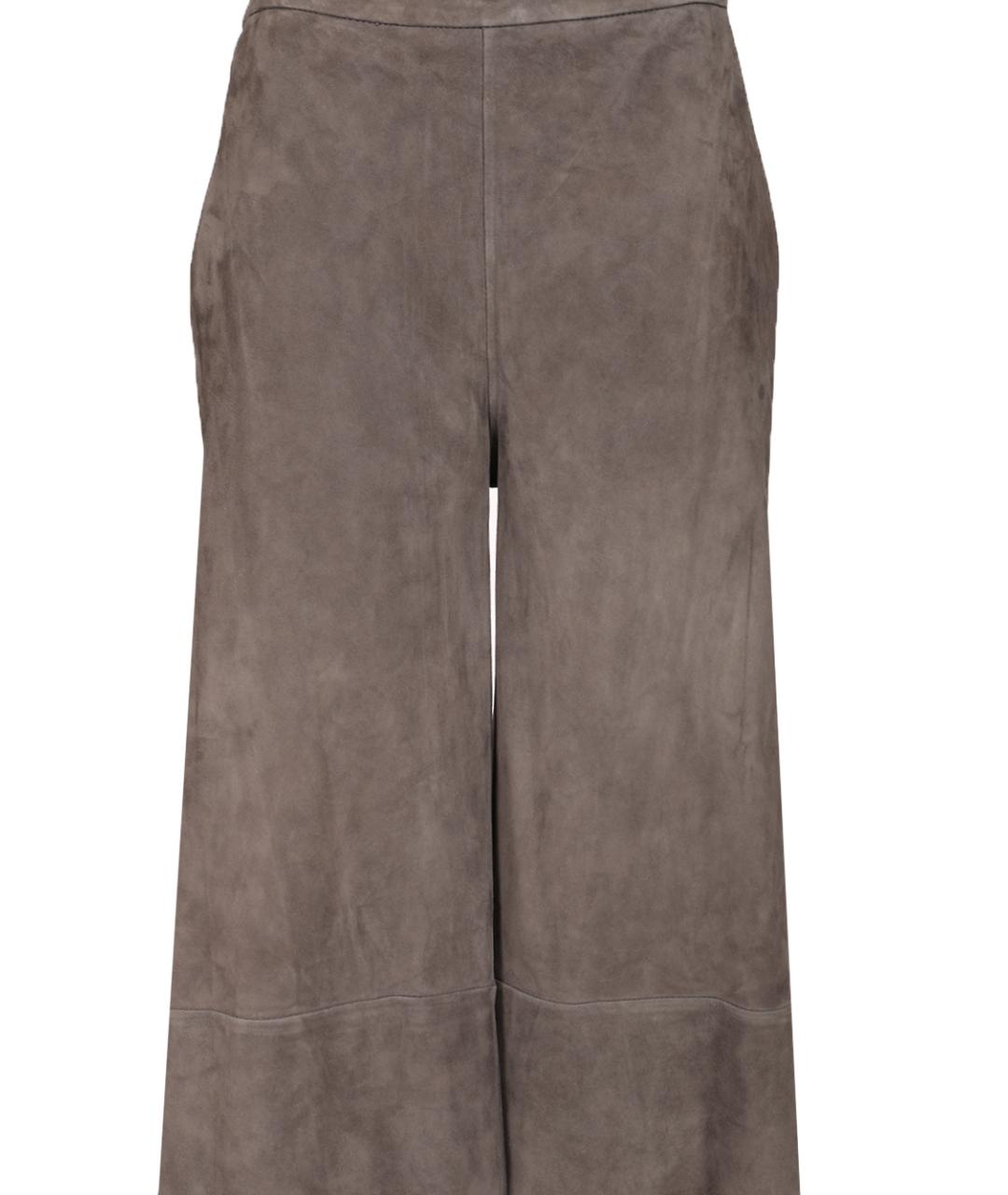 FORTE FORTE Серые замшевые прямые брюки, фото 4