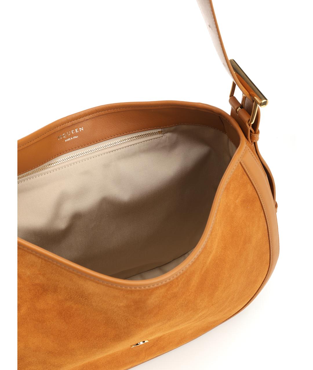 ALEXANDER MCQUEEN Бежевая замшевая сумка через плечо, фото 4