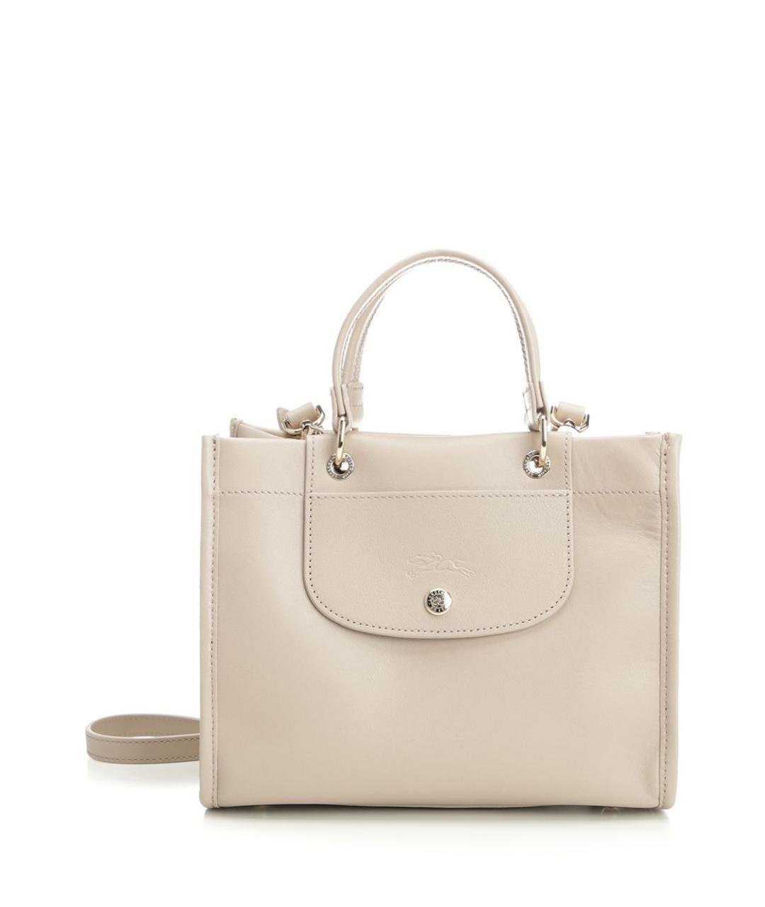 LONGCHAMP Бежевая кожаная сумка с короткими ручками, фото 1