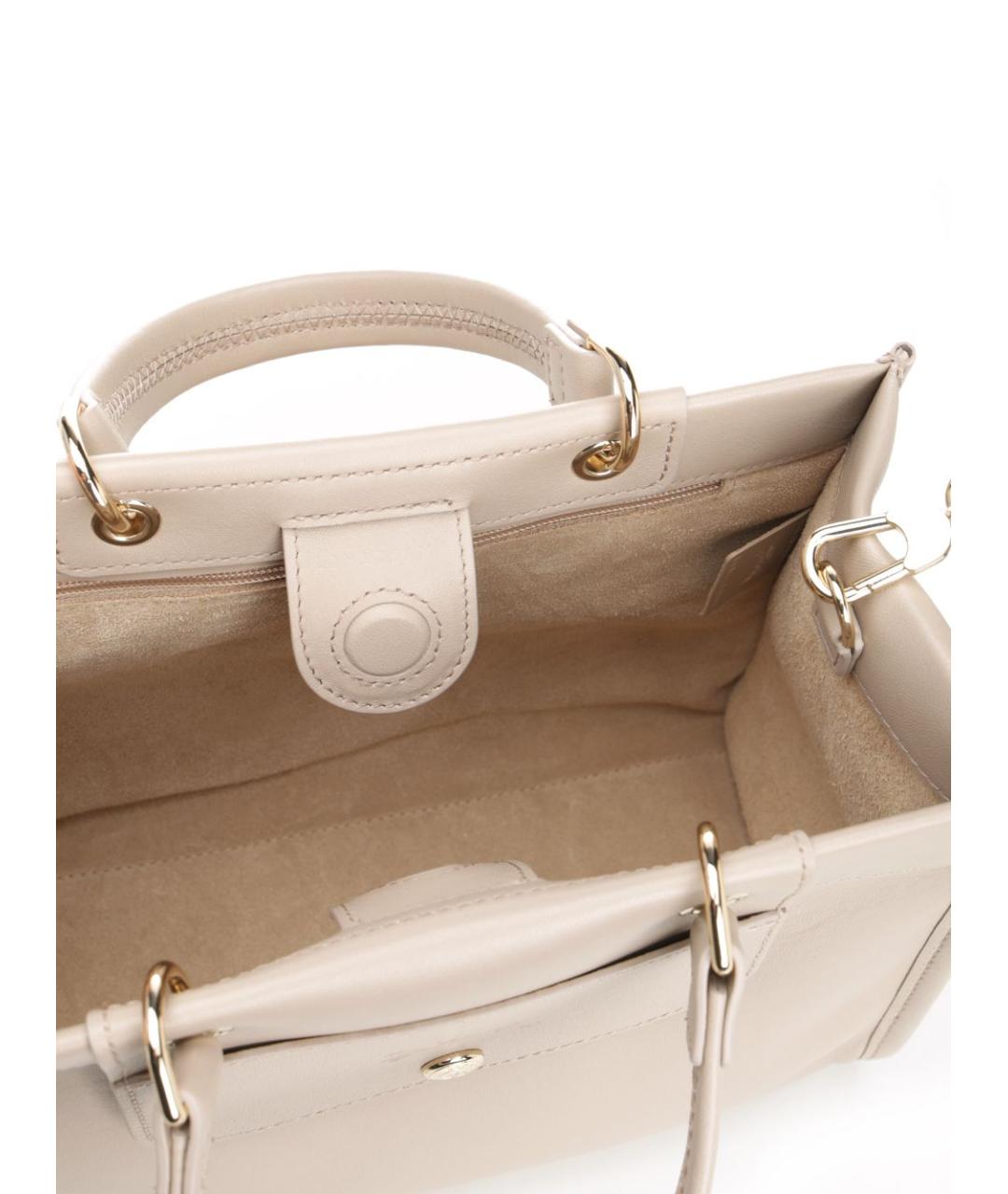 LONGCHAMP Бежевая кожаная сумка с короткими ручками, фото 4