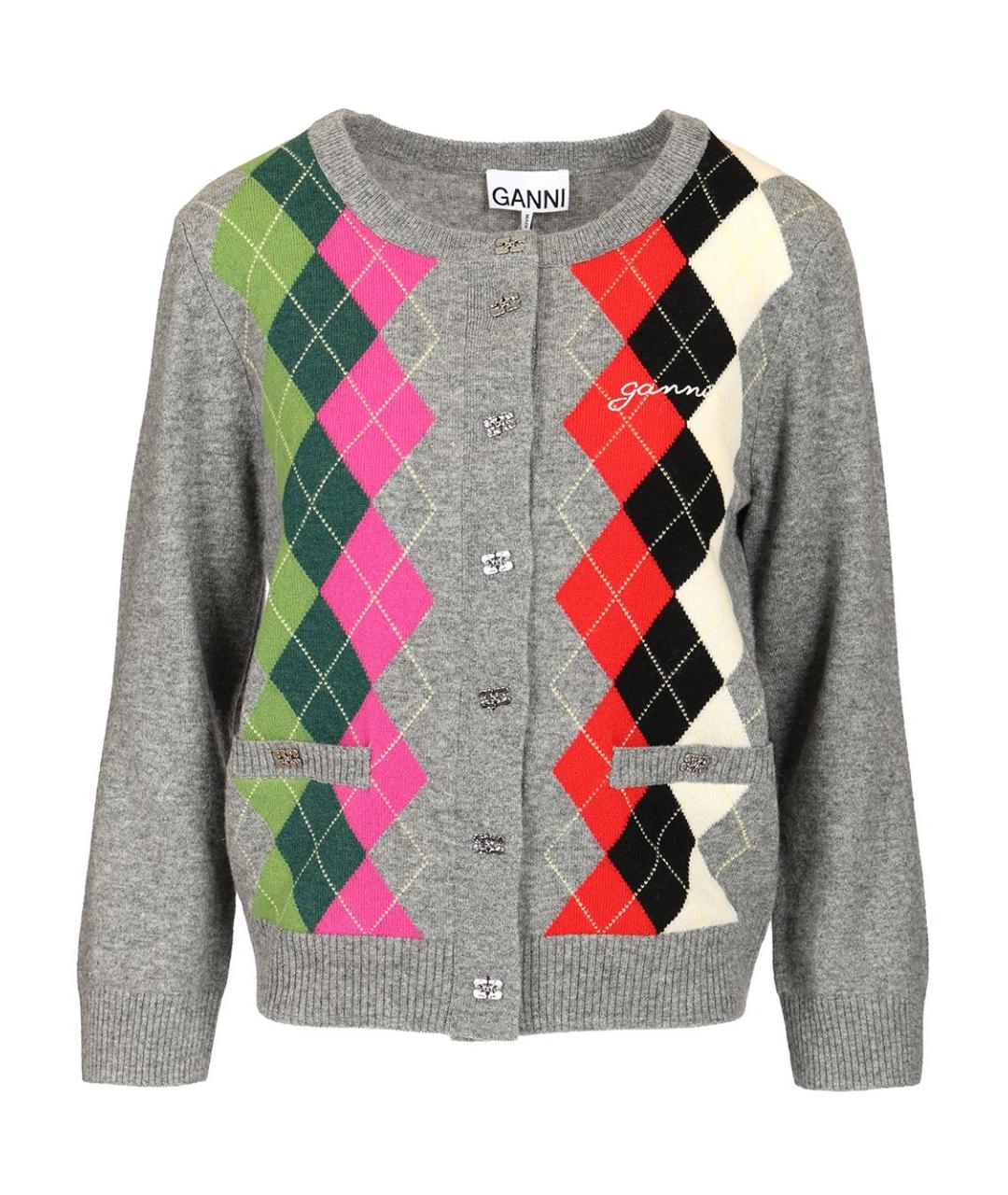 GANNI Мульти шерстяной кардиган, фото 1