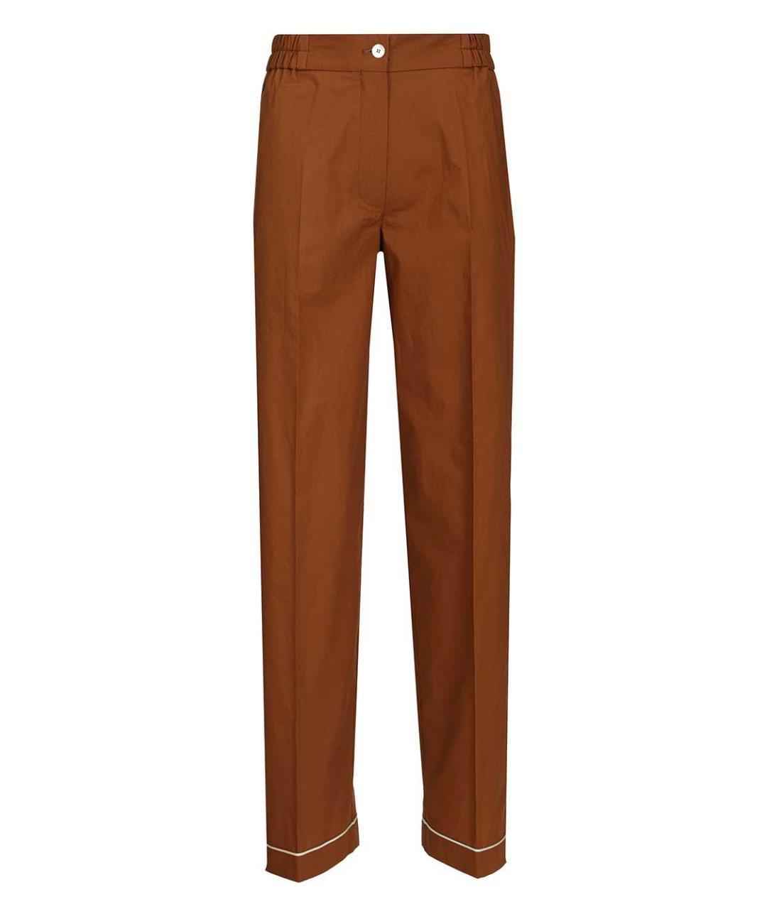 FORTE FORTE Коричневые хлопковые прямые брюки, фото 1