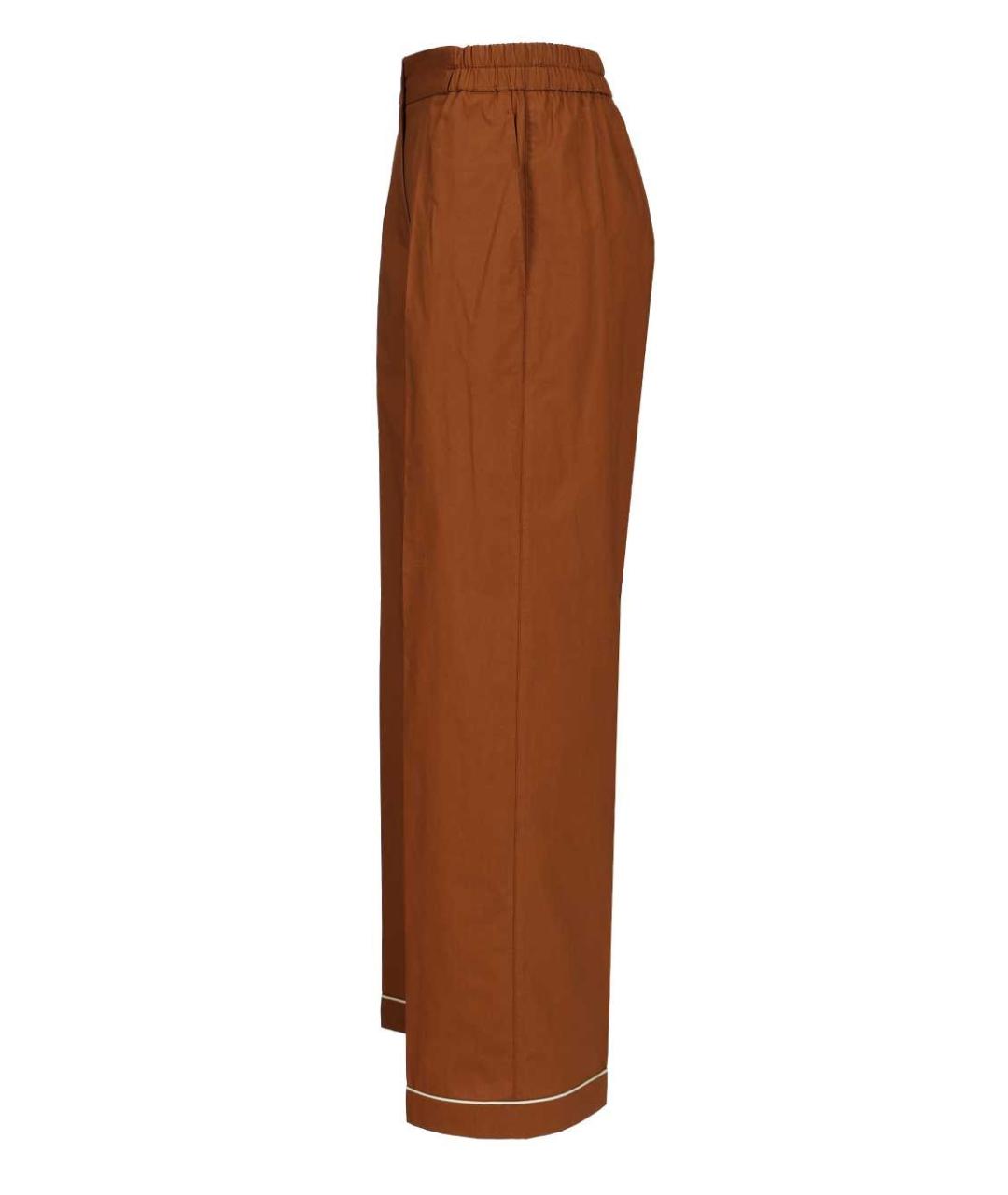 FORTE FORTE Коричневые хлопковые прямые брюки, фото 3