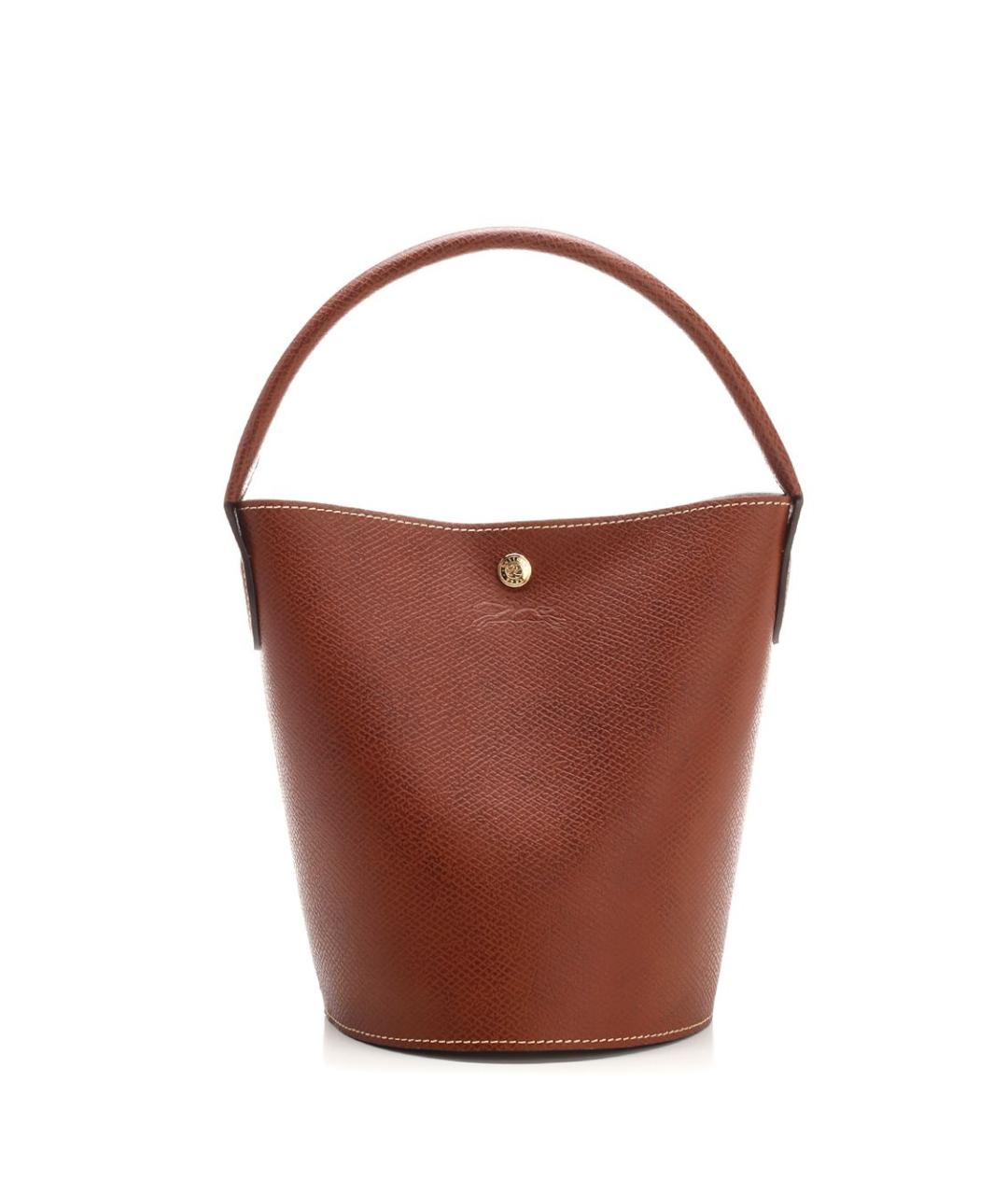 LONGCHAMP Коричневая кожаная сумка с короткими ручками, фото 1