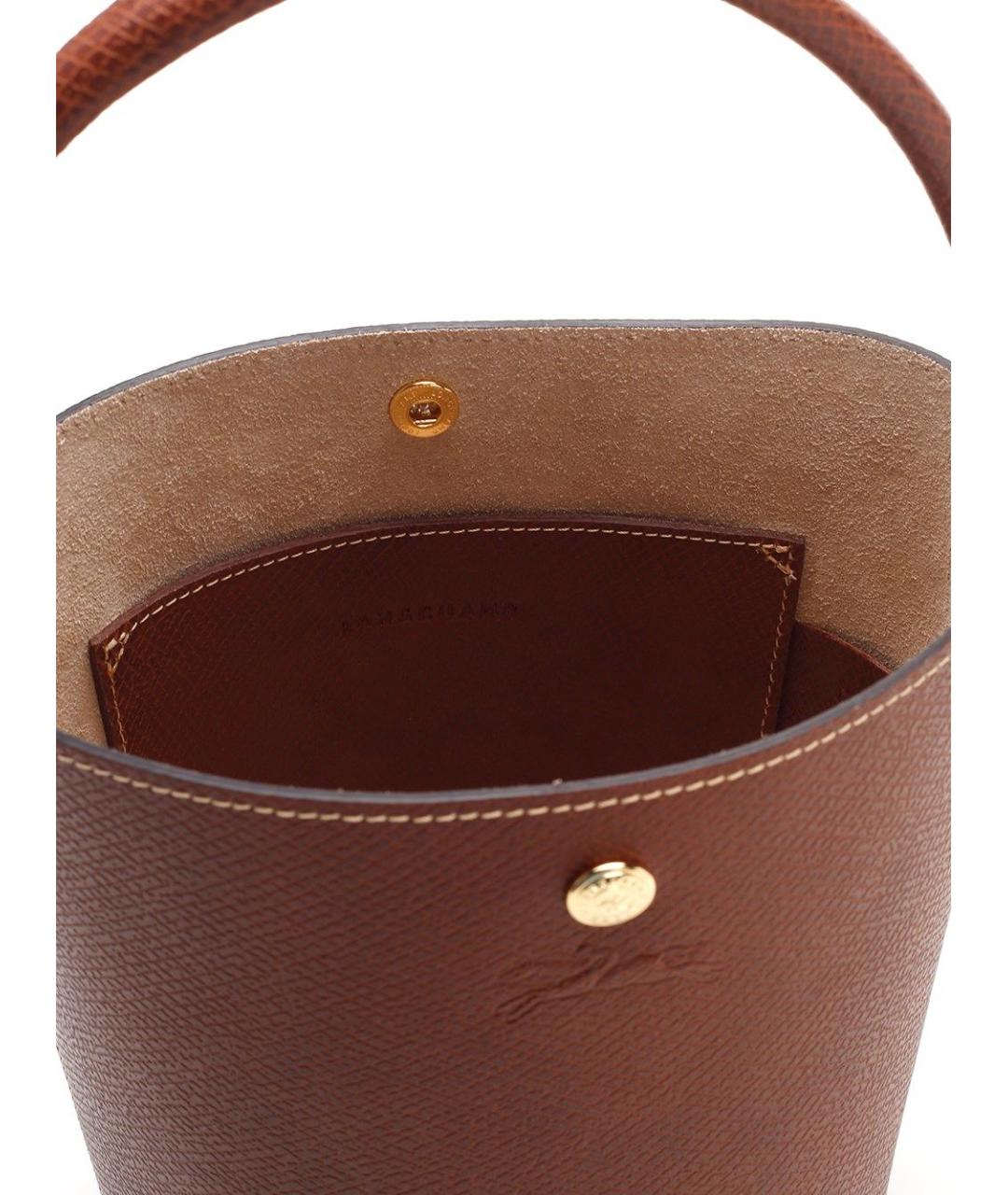 LONGCHAMP Коричневая кожаная сумка с короткими ручками, фото 4