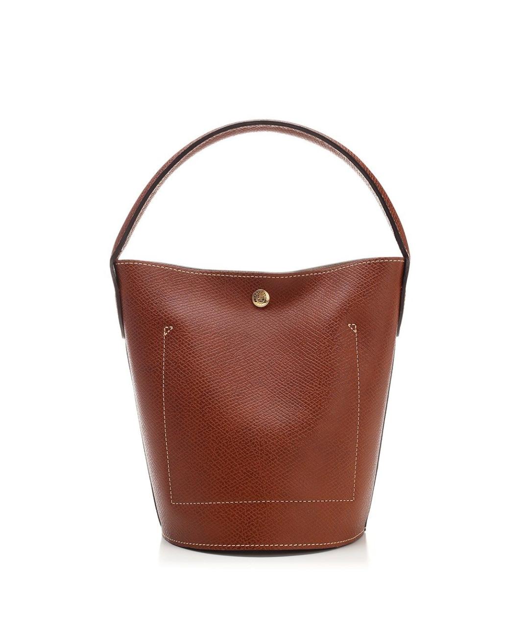 LONGCHAMP Коричневая кожаная сумка с короткими ручками, фото 3