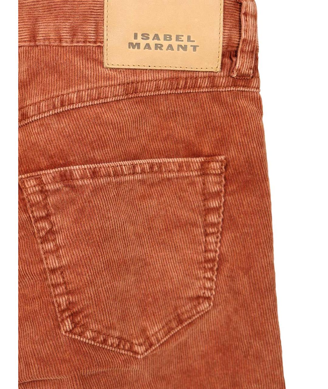 ISABEL MARANT ETOILE Коричневые хлопко-эластановые прямые брюки, фото 4