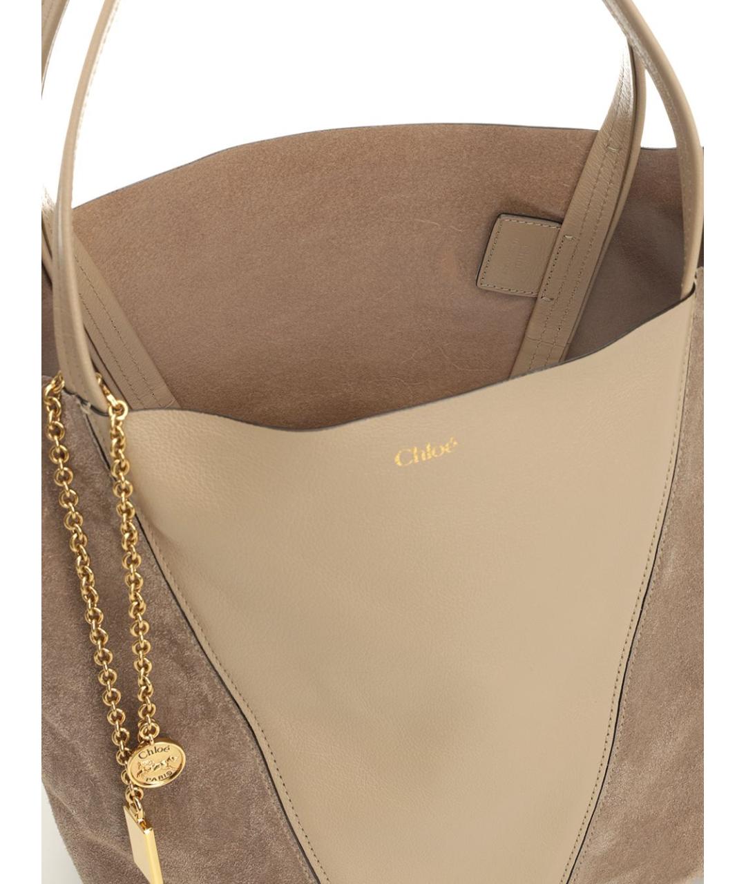 CHLOE Бежевая замшевая сумка тоут, фото 4