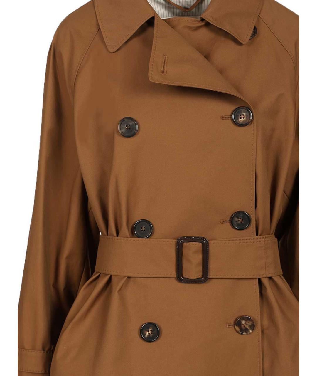 MAX MARA Коричневый хлопковый тренч/плащ, фото 4