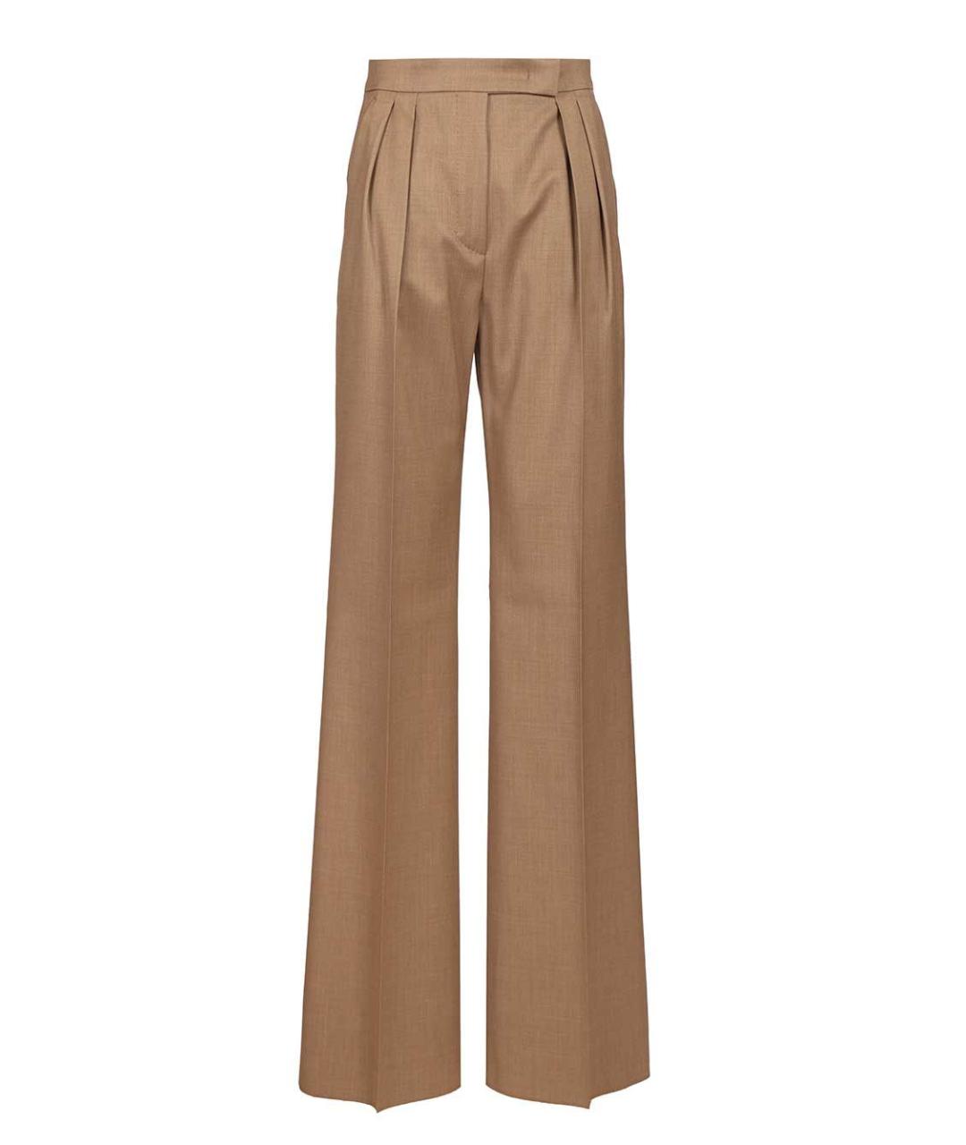 MAX MARA Коричневые шерстяные брюки широкие, фото 1