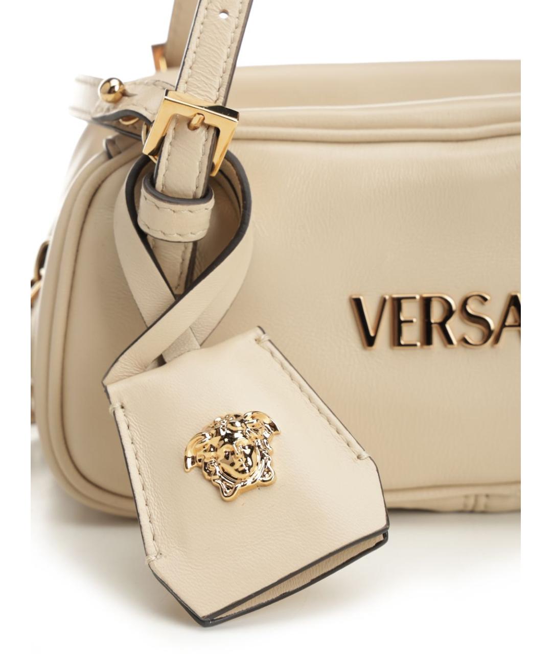 VERSACE Бежевая кожаная сумка через плечо, фото 5