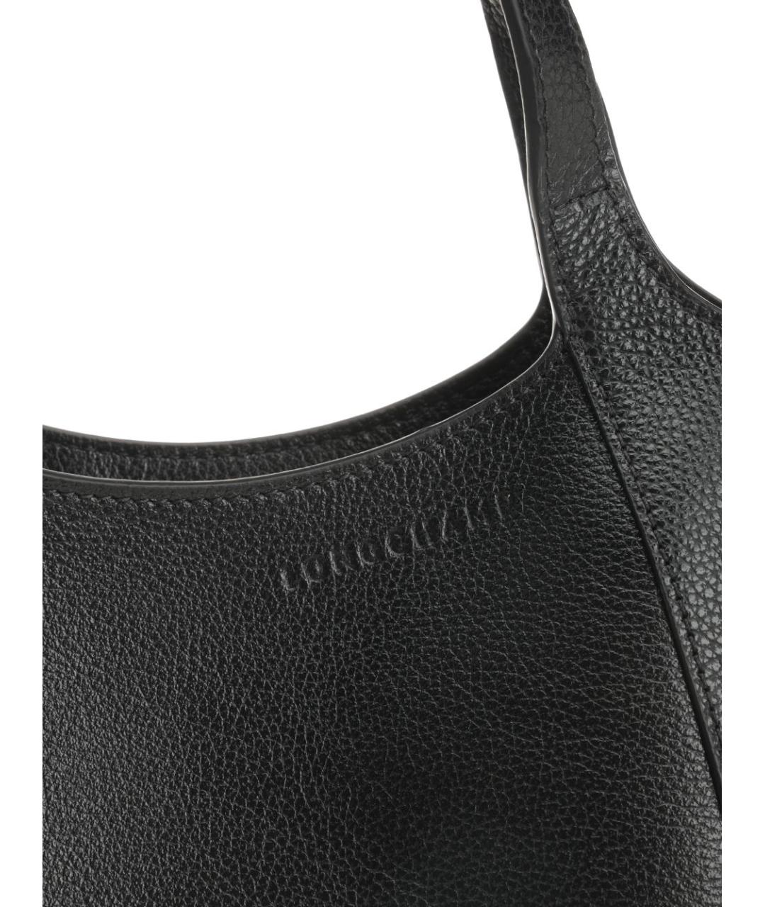 LONGCHAMP Черная кожаная сумка через плечо, фото 5
