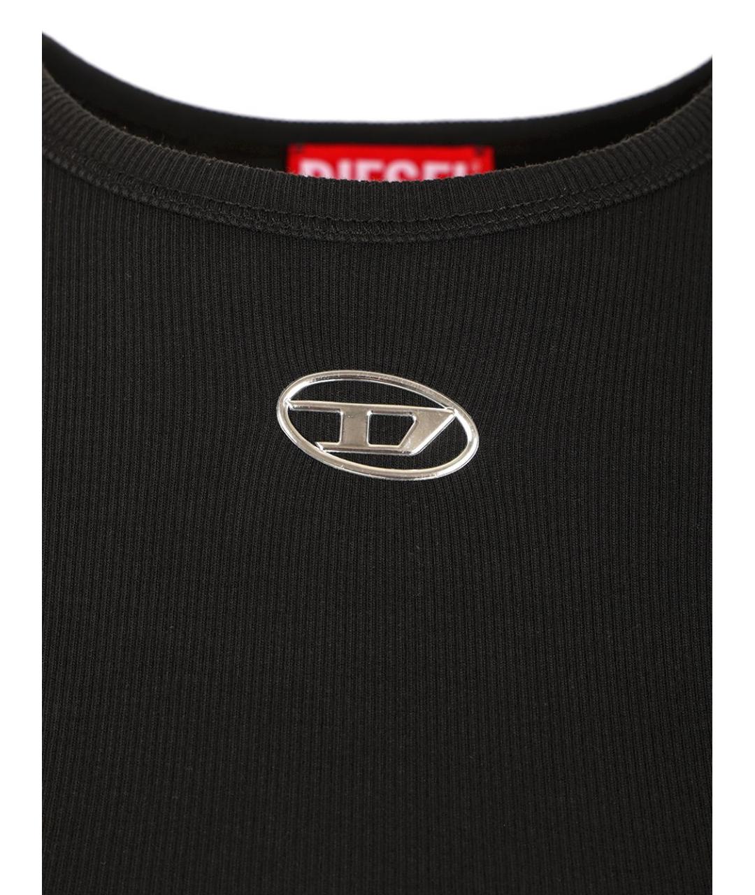 DIESEL Черная хлопко-эластановая футболка, фото 3