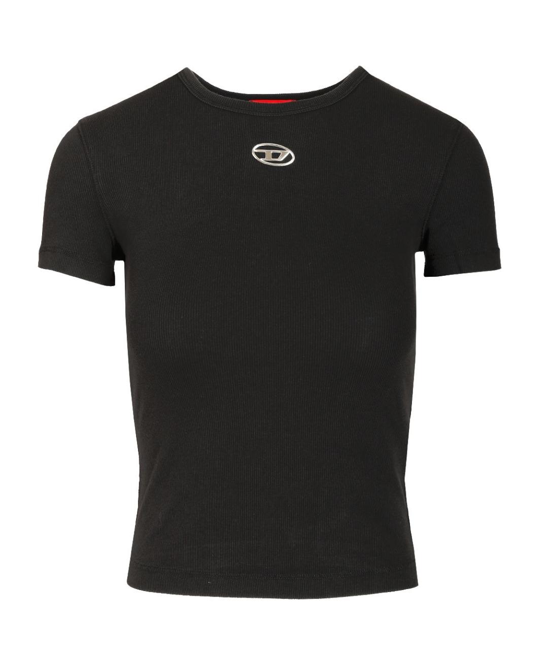 DIESEL Черная хлопко-эластановая футболка, фото 1