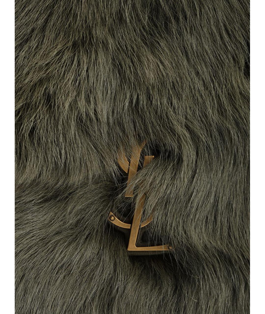 SAINT LAURENT Зеленая меховая сумка через плечо, фото 5