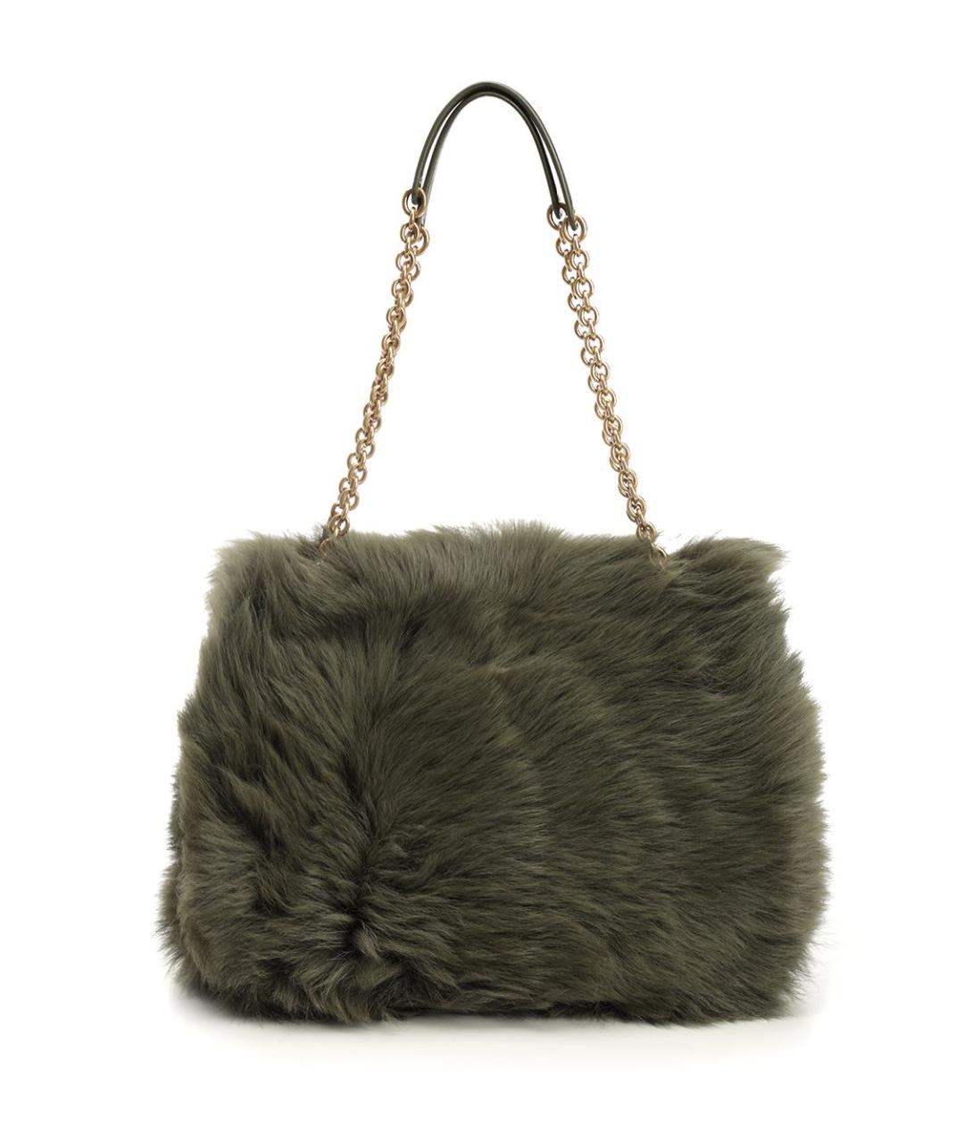 SAINT LAURENT Зеленая меховая сумка через плечо, фото 3