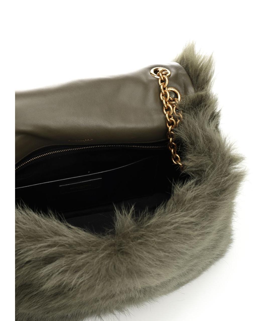 SAINT LAURENT Зеленая меховая сумка через плечо, фото 4
