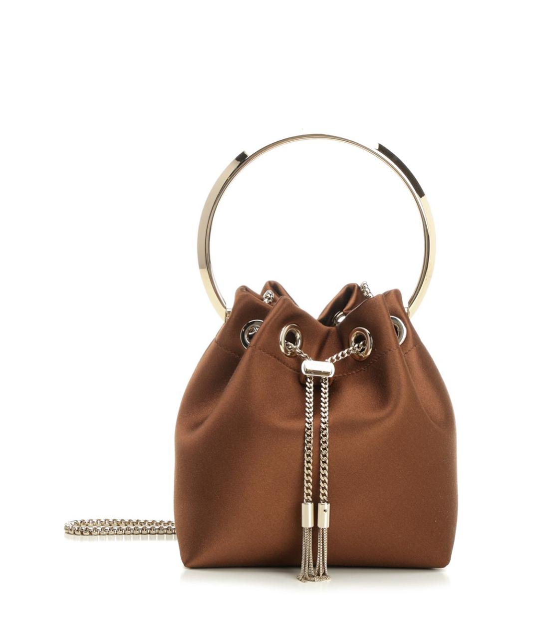 JIMMY CHOO Коричневая тканевая сумка с короткими ручками, фото 1