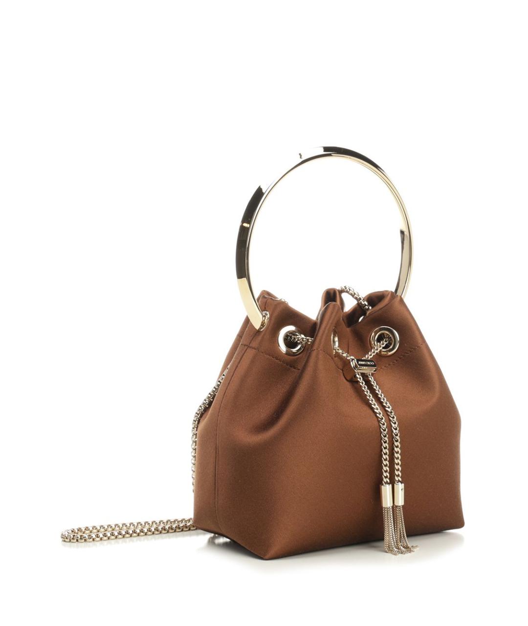 JIMMY CHOO Коричневая тканевая сумка с короткими ручками, фото 2