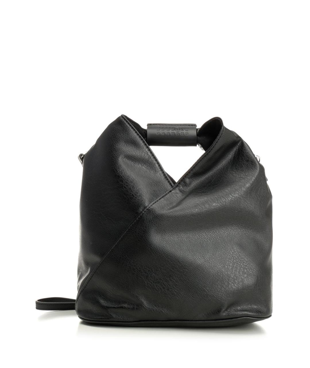 MM6 MAISON MARGIELA Черная кожаная сумка с короткими ручками, фото 1