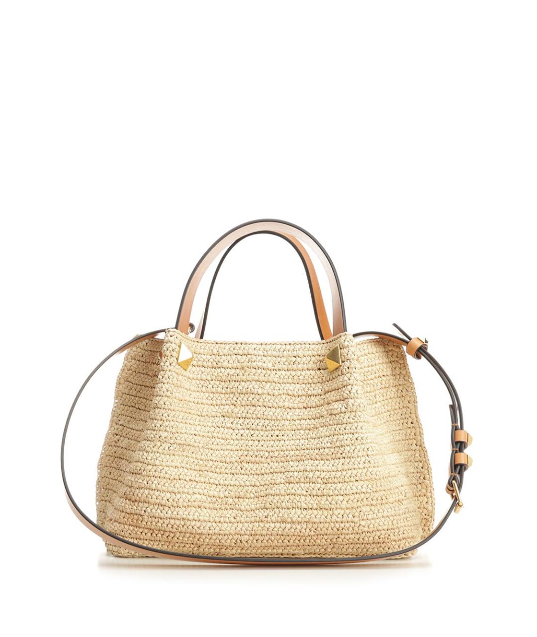 VALENTINO Бежевая пелетеная сумка тоут, фото 3