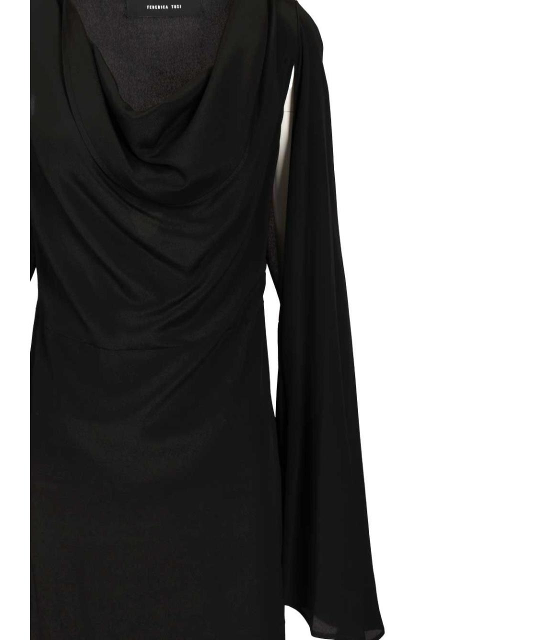 FEDERICA TOSI Черное ацетатное вечернее платье, фото 4