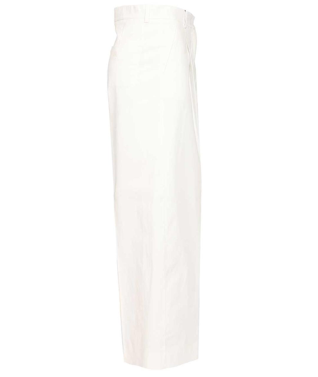 WEEKEND MAX MARA Белые хлопковые прямые брюки, фото 3