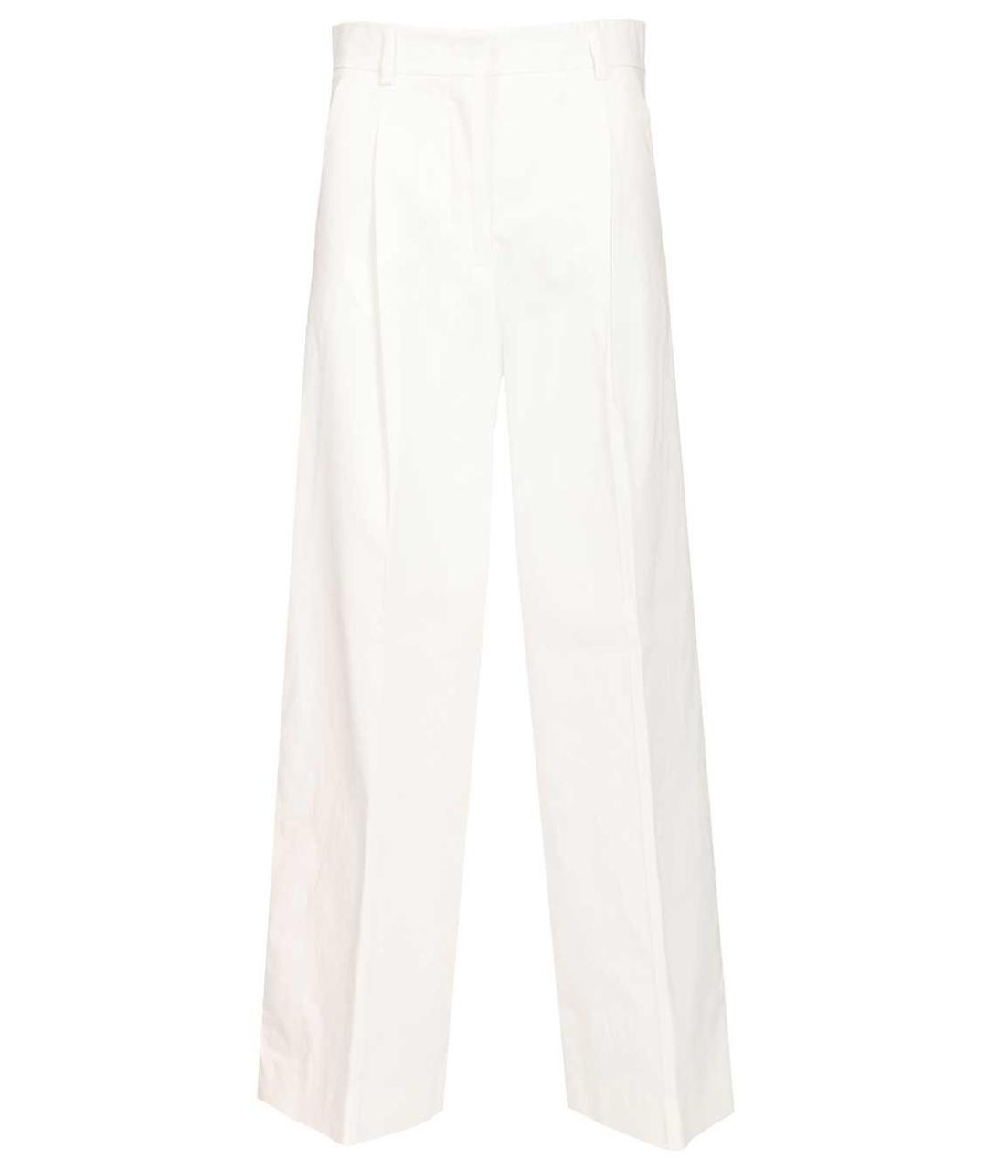 WEEKEND MAX MARA Белые хлопковые прямые брюки, фото 1