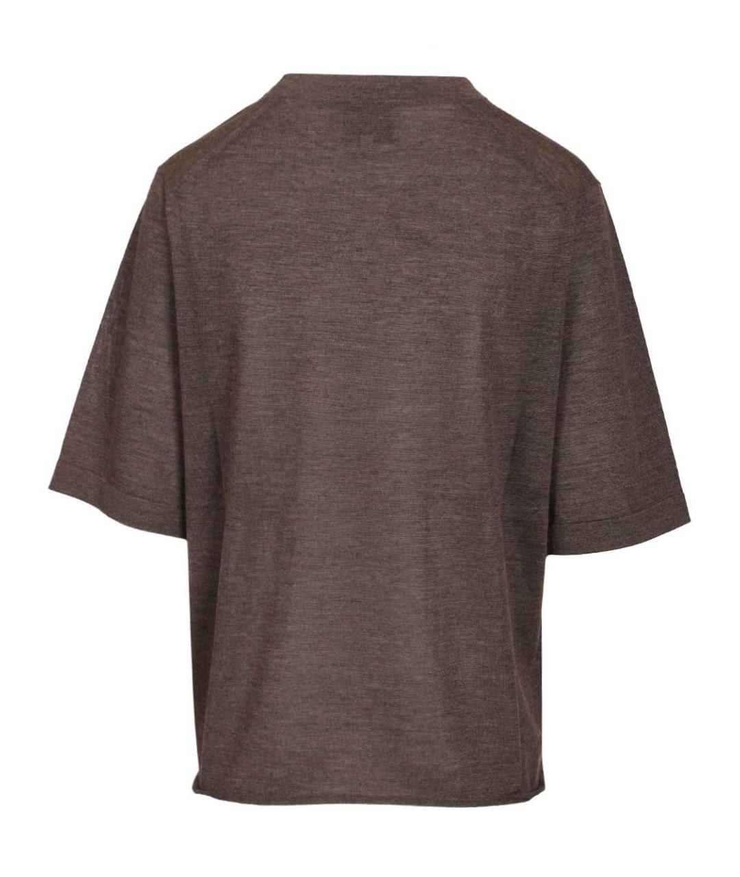 LOULOU STUDIO Коричневая кашемировая футболка, фото 2
