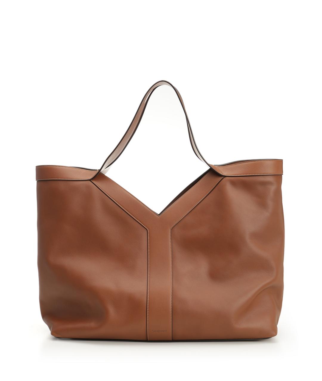 SAINT LAURENT Бежевая кожаная сумка тоут, фото 1