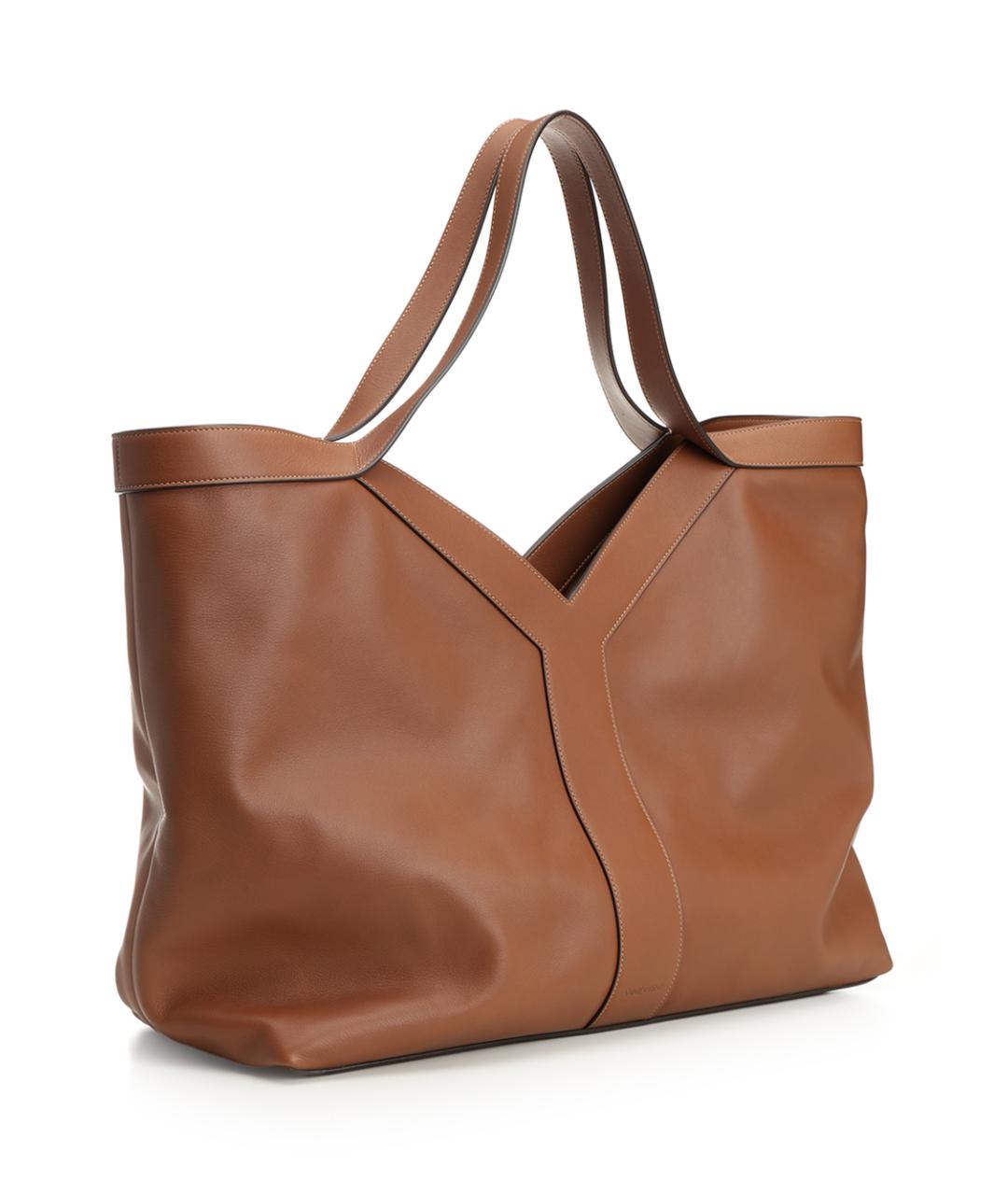 SAINT LAURENT Бежевая кожаная сумка тоут, фото 2