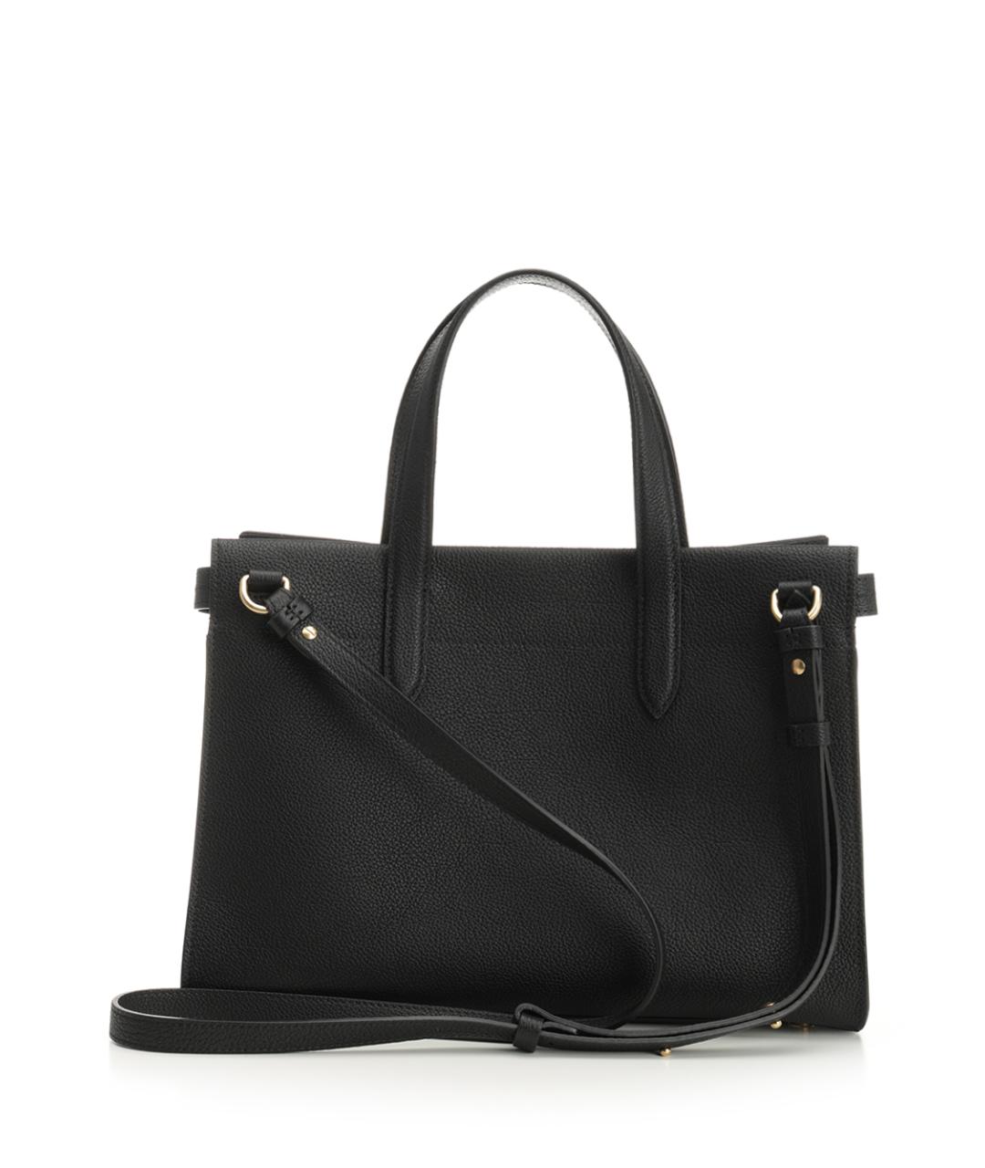 BURBERRY Черная кожаная сумка тоут, фото 3