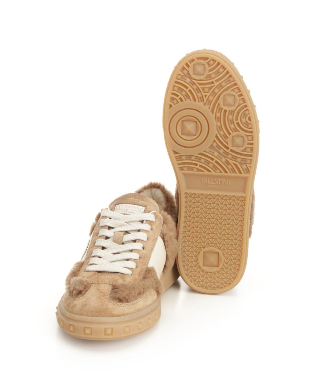 VALENTINO Бежевые текстильные кроссовки, фото 4