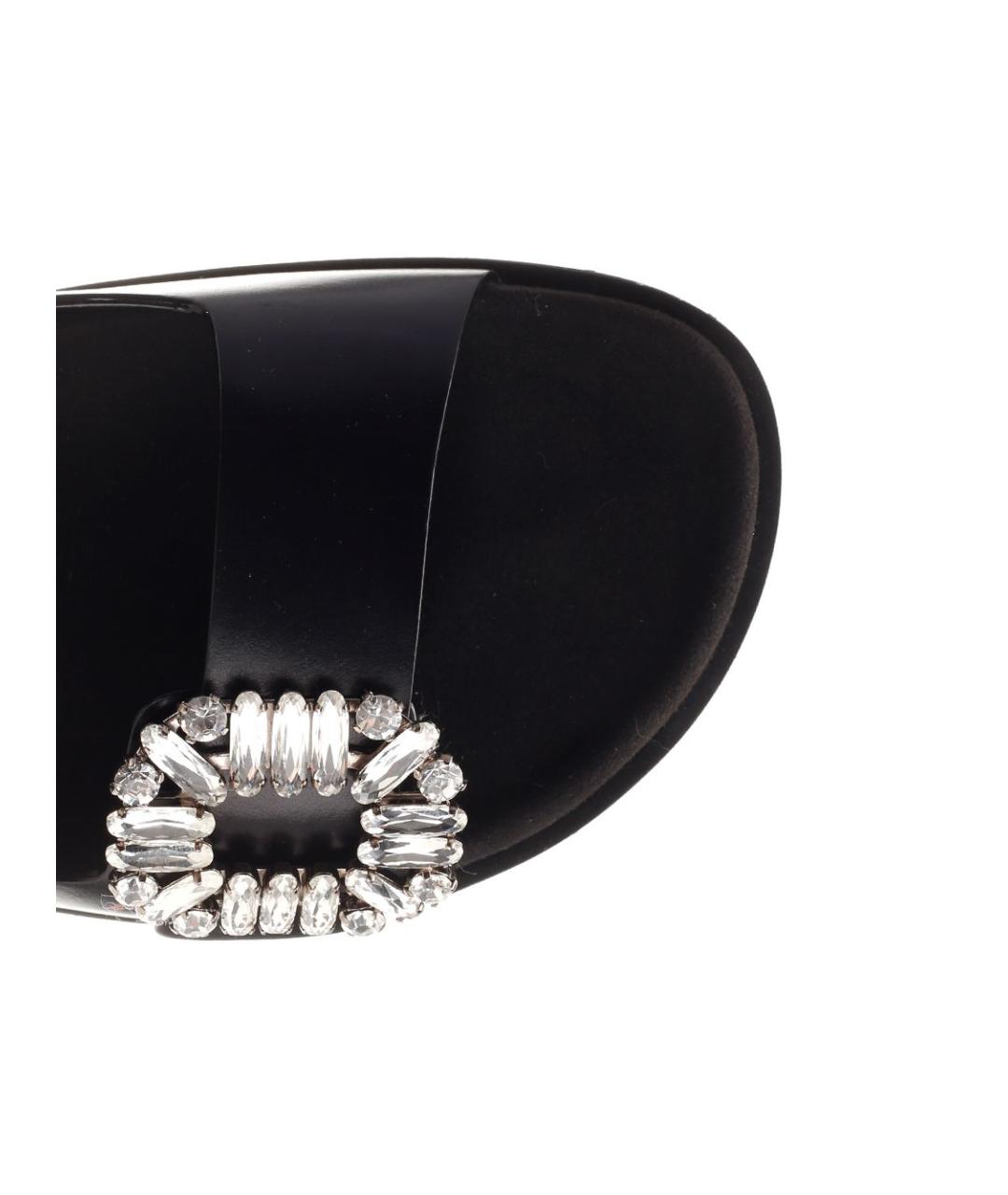 ROGER VIVIER Черные кожаные шлепанцы, фото 4