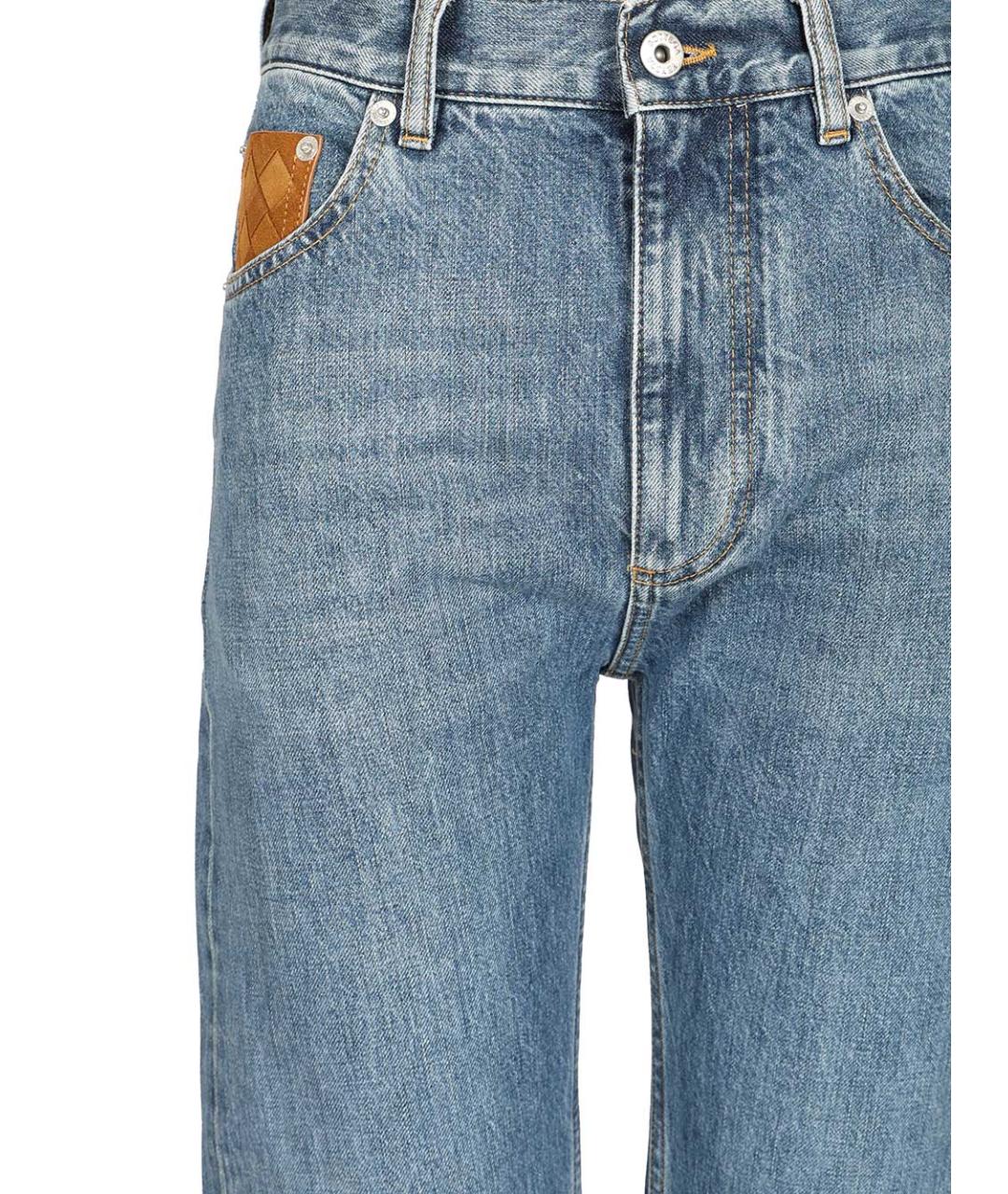 BOTTEGA VENETA Голубые хлопковые прямые джинсы, фото 4