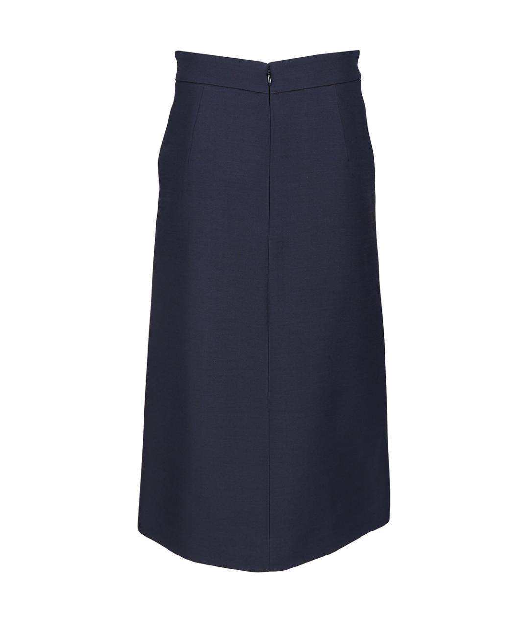 VALENTINO Темно-синяя шерстяная юбка миди, фото 2