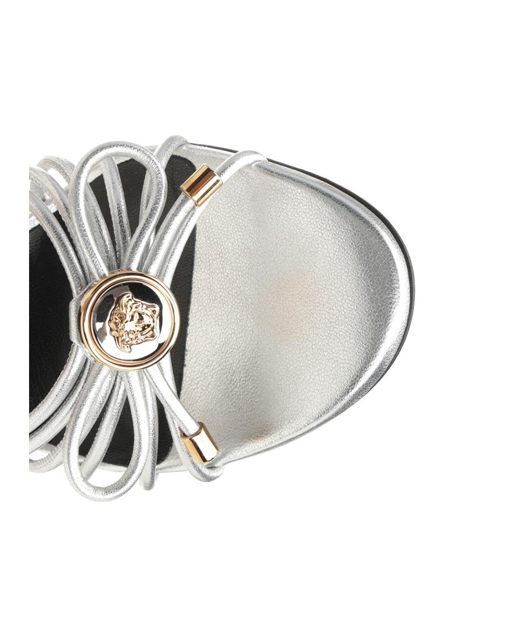 VERSACE Серебряные кожаные босоножки, фото 4